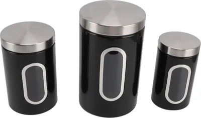 Obrázek produktu pro 3PCS Kuchyňské kanystry Set Kuchyňské nádoby s oknem Vzduchotěsný kontejner na kávu Čajový organizér Cukr Canister Home Bar Decor Black