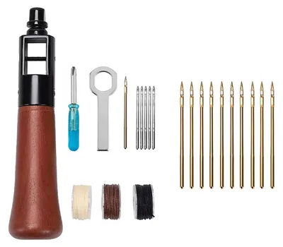 Produktbild von Leder Nähset mit 10 verchromten Nadeln 0.55mm