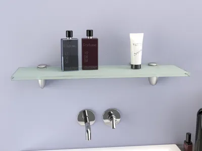 Produktbild von Glasplatte24 40 x 15 cm Glasablage in Satiniert und Edelstahlhalterung , ESG, Badablage, Duschablage, Glasregal