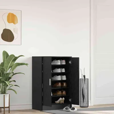 Produktbild von Schuhschrank Schwarz Eichen-Optik 60x35x92 cm Holzwerkstoff, Schuhregale DesignMöbel