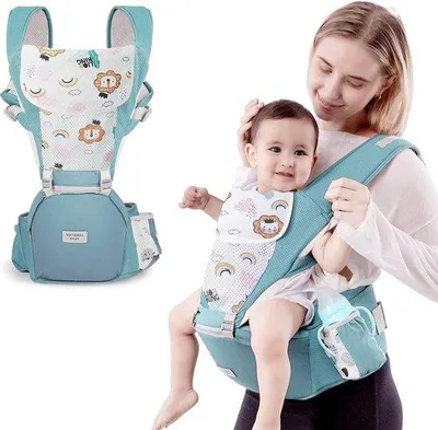 Obrázok produktu pre Uniqoos® nosič pre bábätká s bedrovým pásom – ergonomický pre novorodencov od narodenia, 0–36 mesiacov, 3–20 kg, bavlna a polyesterová sieťovina, nastaviteľný obvod pása 68–107 cm, 6 v 1