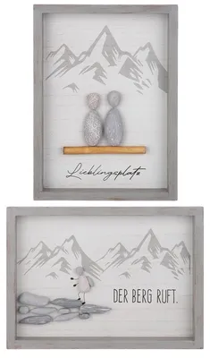 Produktbild von Gilde Steinbild, rechteckig, "Lieblingsplatz/Berg", Spruch, Holz, Kunstharz, MDF, grau, L. 3.5 cm, B. 33 cm, H. 24 cm 51825 4063387518250 2 Stück (2-fach sortiert)