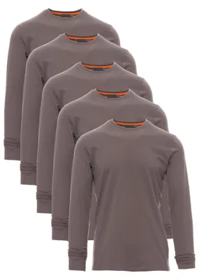 Produktbild von Mivaro Herren 5er Pack Langarmshirts Anthrazit - 100% Baumwolle Longsleeves mit Rundhals, leicht anliegend, feinmaschiges Gewebe mit 165g/m² Stoffgewicht, Größen S bis 5XL