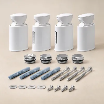 Immagine prodotto di Supporti per scaldasalviette, set da 4, bianchi, per tubi tondi dritti Ø22–25 mm, Interasse 40–45 mm, regolazione 20 mm, portata totale fino, 1 pezzo
