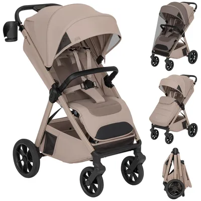 Obrázok produktu pre Kočík Lionelo BETT, vhodný pre deti do 22 kg, s technológiou Dri-Seat, extra veľkou strieškou a termo taškou - béžová farba