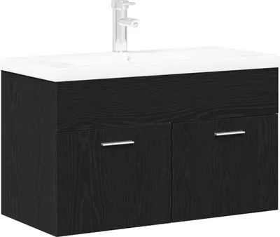 Immagine prodotto di vidaXL Mobile da bagno in rovere nero 90 x 38,5 x 46 cm