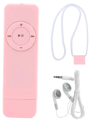 Zdjęcie produktu dla Przenośny odtwarzacz MP3 z paskiem do noszenia, idealny do słuchania muzyki. Kolor: różowy