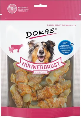 Produktbild von Dokas Hunde Snack Hühnerbrust Kaurolle 90 g