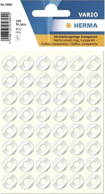 Produktbild von Herma - Verstärkungsringe Herma 5894 12mm 240 Stücke | Blister ein 5 Blatt | 10 Stück