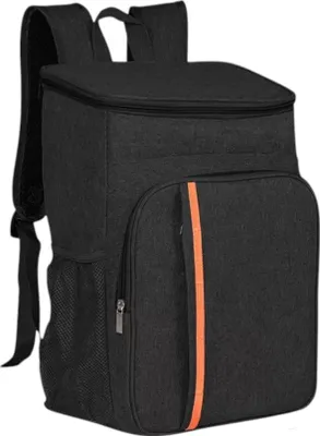 Immagine prodotto di Zaino termico 30L – Zaino termico impermeabile con isolamento – Ideale per la spiaggia, i picnic e le attività all'aperto – Leggero e comodo – Nero con strisce arancioni