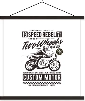 Produktbild von MuchoWow® Textilposter Motorrad - Helm - Retro 90x90 cm mit schwarzem Rahmen - Magnetisches