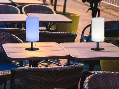 Produktbild von 2er SET Outdoor USB Tischlampen 28cm ohne Kabel - dimmbar & RGB Farbwechsler