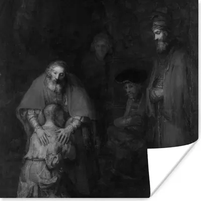 Produktbild von MuchoWow® Poster Die Rückkehr des verlorenen Sohnes - Gemälde von Rembrandt van Rijn 50x50 cm - Wohnzimmerdekoration