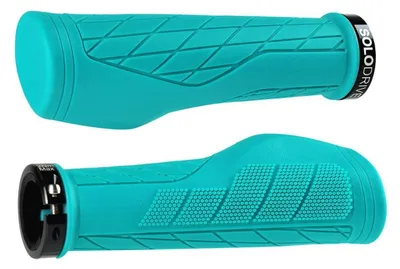 Immagine prodotto di Manopole per bicicletta, ergonomiche, antiscivolo, in gomma, sistema di bloccaggio singolo, colore turchese, compatibili con attacchi da 22,2 mm