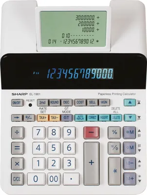 Image de Calculatrice de bureau EL-1901, 12 chiffres, alimentation secteur, gris/blanc, lot de 10 pièces