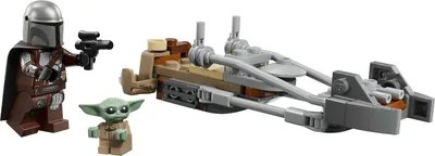 Image de LEGO Star Wars Le Mandalorien et Grogu sur leur speeder bike - Set avec véhicule et 2 figurines Star Wars pour des aventures d'action - Cadeau pour les enfants à partir de 6 ans - 75436