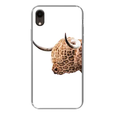 Produktbild von MuchoWow® Handyhülle Schutzhülle Hülle für iPhone XR Schottischer Highlander - Panther - Weiß Silikon Softcase Handy Hülle - Schutzdeckel