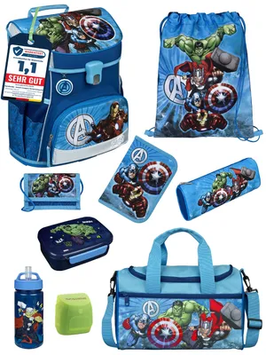 Produktbild von Scooli Ranzen-Set 9-teilig AVENGERS Schulranzen-Set mit Sporttasche, Brotdose und Trinkflasche