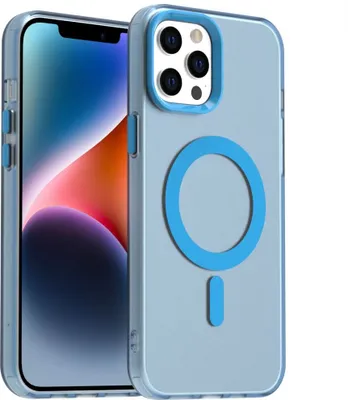 Obrázek produktu pro Pouzdro pro iPhone 12 Pro, kompatibilní s MagSafe, tenké poloprůhledné matné nárazuvzdorné pouzdro na telefon Modrý