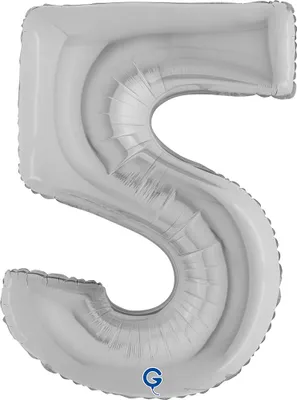 Produktbild von Riesenzahl Folienballon 40"/102cm | Silber Zahl: 5