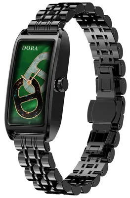 Obrázok produktu pre Elegantné dámske inteligentné hodinky, klasické hodinky pre ženy, s monitorovaním srdcovej frekvencie a spánku, obdĺžnikový tvar, kovový remienok, čierna farba