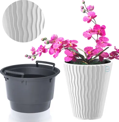 Image de Pot de fleurs Pot de jardin 29,7 cm rond Terrasse Jardin Maison Blanc