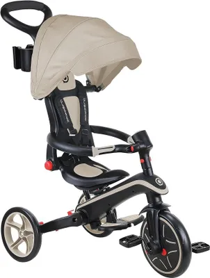 Produktbild von Explorer Trike Foldable 4in1 Beige – Dreirad, Laufrad und Kinderwagen in 10/8,5 Zoll – TPR-Sitz – höhenverstellbares Kinderfahrzeug