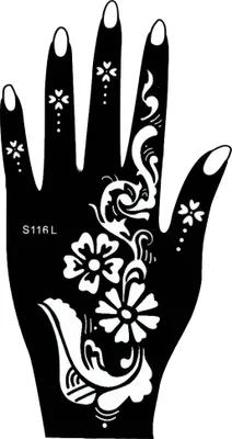 Produktbild von Henna Tattoo Schablone für die linke Hand