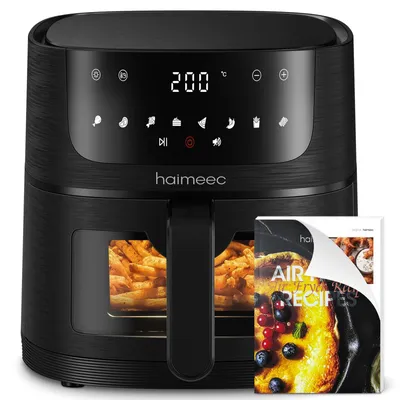 Productafbeelding van HAIMEEC Airfryer 6L, heteluchtfriteuse met kijkvenster, friteuse zonder olie met S