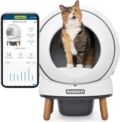 Produktbild von Selbstreinigende Katzentoilette PETSAFE SmartSpin, Vernetzt, Kompatibel mit Klumpstreu, Weiß