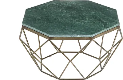 Produktbild von Eleganter Couchtisch DIAMOND 70cm grün messing mit Marmorplatte
