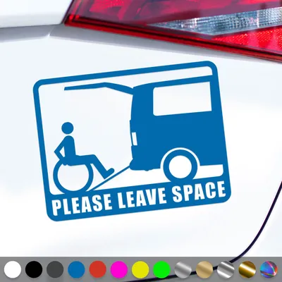 Produktbild von PantherPixel Rollstuhl Aufkleber Rampe Behindert Abstand Halten Sticker Auto Geschenkidee Farbe Blau