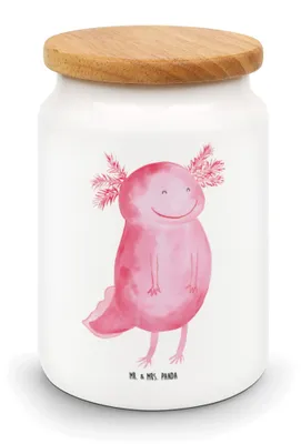 Produktbild von Mr. & Mrs. Panda aufbewahrungsbehälter Axolotl Glücklich - Weiß - Geschenk, Frischhaltedose, Dose, Lebensfroh, Schwanzlurch, Motivation, Aufbewahrungsdose, Lurch
