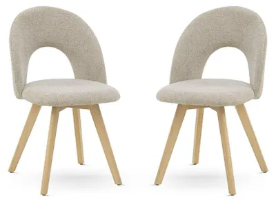 Produktbild von Set mit 2 Esszimmerstühlen aus strukturiertem Stoff mit Holzgestell, ergonomisch geformter Rückenlehne und modernem Design für Küche, Esszimmer, Restaurants Margot
