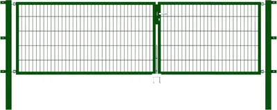 Produktbild von Alberts Doppeltor Flexo mit Zubehör, zum Einbetonieren, grün, Breite 350 cm, Höhe 100 cm