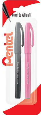 Image de Stylo pinceau pour calligraphie Pentel SES15 noir et rose