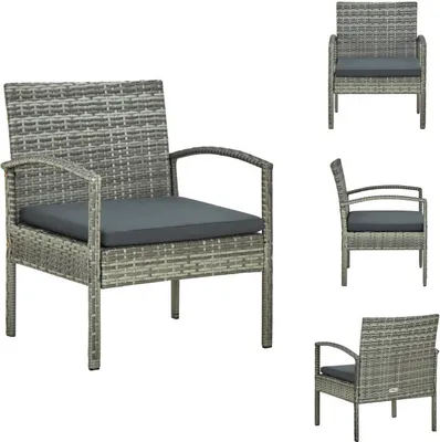 Produktbild von vidaXL Gartenstuhl mit Kissen Poly Rattan Grau -  Gartenstühle