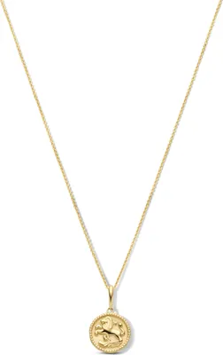 Produktbild von New Bling 9NBG-0287 Gold Halskette mit Sternbild - Löwe - 10 mm Durchmesser - Ankerglied - 39 + 3 + 3 cm - 0,8 mm dick - 14 Karat - Gold