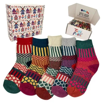 Productafbeelding van Warme Vintage Sokken Set voor Dames - 5 Paar