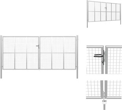 Immagine prodotto di vidaXL Cancello da giardino in acciaio zincato 415 x 250 cm Argento - Cancelli da giardino
