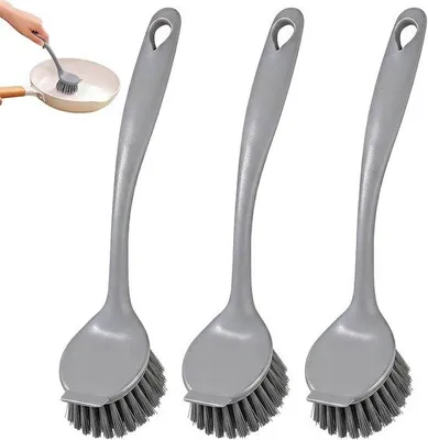 Produktbild von Famanu Spülbürsten Set – 3 Küchenbürsten mit Handgriff und integriertem Schaber