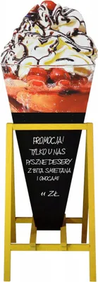 Immagine prodotto di Tappo per clienti supporto pubblicitario in legno lavagna pubblicitaria lavagne pubblicitarie; dessert giallo
