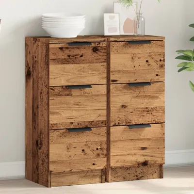 Produktbild von vidaXL Sideboards 2 Stk. Altholz-Optik 30x30x70 cm Holzwerkstoff