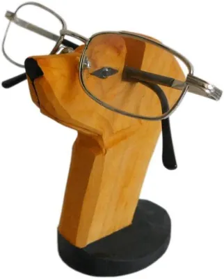 Produktbild von Unyqoos® handgeschnitzter Brillenhalter aus natürlichem Massivholz, handbemalt – 3D-Tierform (Ernhardiner Dog), Sonnenbrillen- und Brillenständer für Schreibtisch, Zuhause, Büro