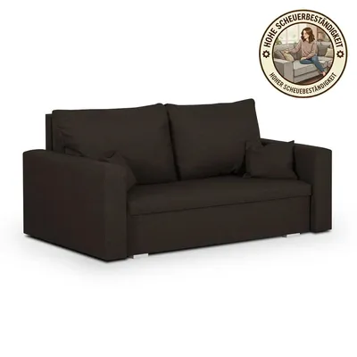 Produktbild von KomfortWelt24 2 Sitzer Sofa mit Schlaffunktion und Bettkasten - Schlafsofa 142x85 cm MONDO Dunkelbraun