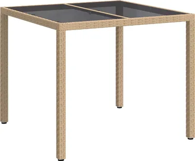 Image de vidaXL Table de jardin beige 90 x 90 x 75 cm en rotin synthétique