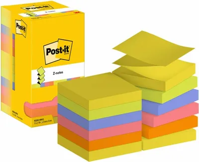 Produktbild von Post-It 7100290154, Quadratisch, Grün, Orange, Pink, Violett, Gelb, Papier, 76 mm, 76 mm, 100 Blätter