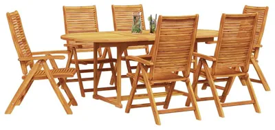Imagen del producto de vidaXL Juego de mesa y sillas de jardín, 7 piezas, color marrón, madera de acacia maciza