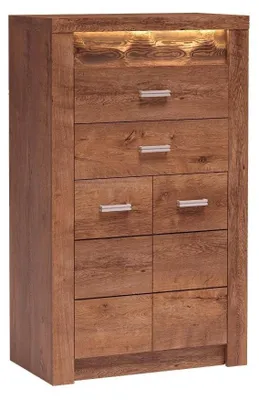 Produktbild von Masseno Kommode ZERI 76 cm Sideboard mit 2 Schubladen und 2 Türen für Wohnzimmer Schlafzimmer Modern 76x42x127 cm Braun