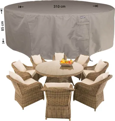 Produktbild von Raffles Covers Abdeckung Gartenmöbel rund Ø 310 H: 85 cm | Atmungsaktiv | Wasserdicht | UV-beständig | Doppelnähte | Elastischer Kordelzug